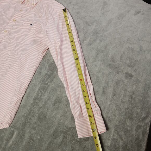 Vineyard Vines Mens M Tucker Shirt Slim Fit Button Down Striped Pink Preppy Y2k - Picture 7 of 8